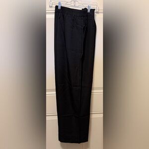 Airmenty Black Slacks with Elastic Waist in Back One Pleat Front Size Large